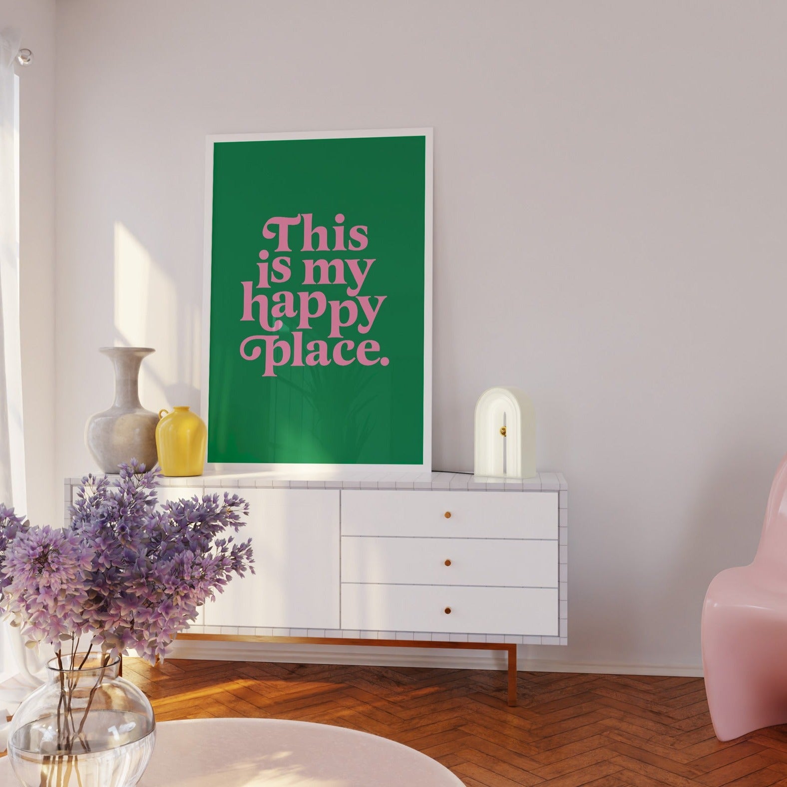 This is my happy place print - green and pink