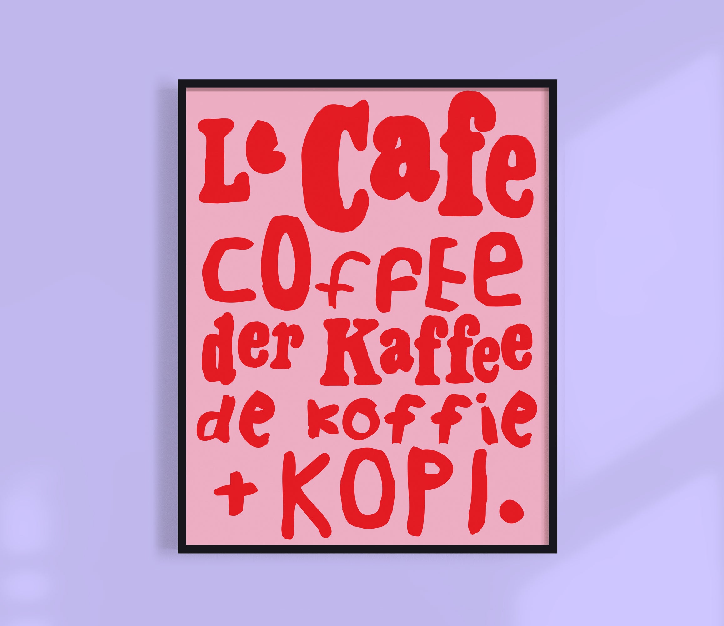 Coffee print in different languages