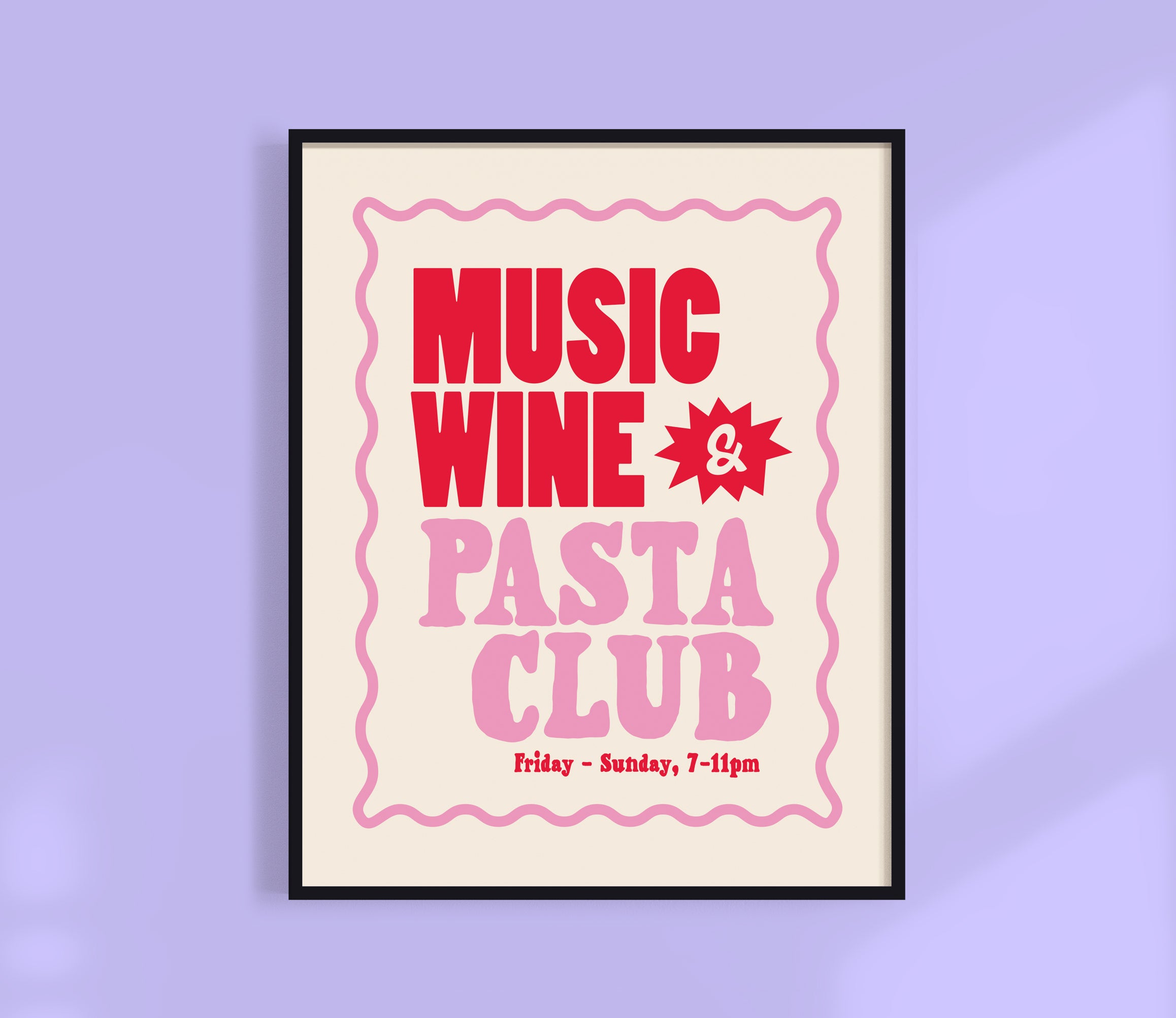 Music, Wine + Pasta Club Print
