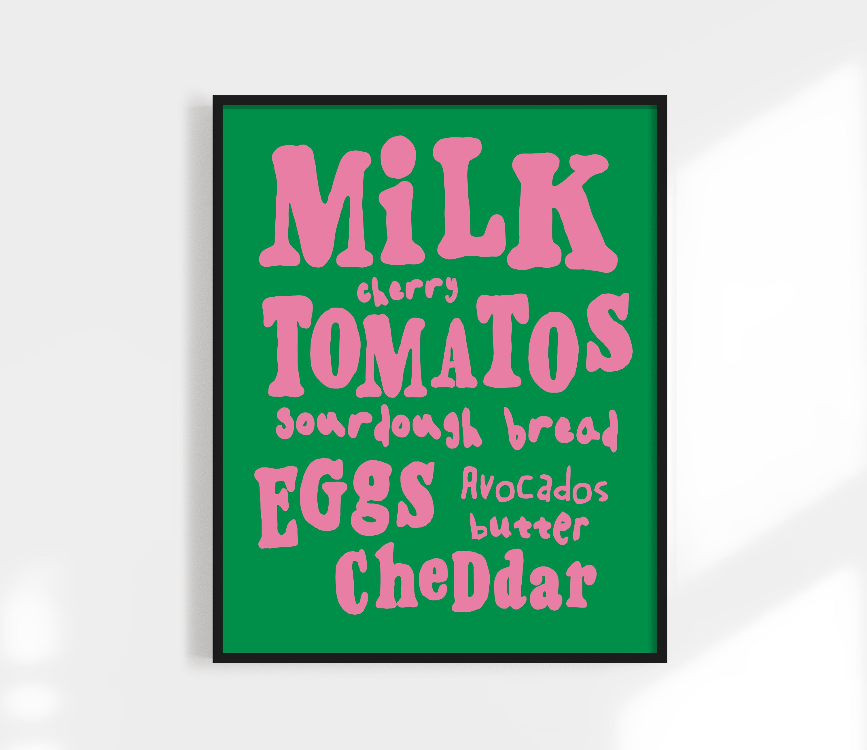 colorful [ink and green grocery list kitchen print
