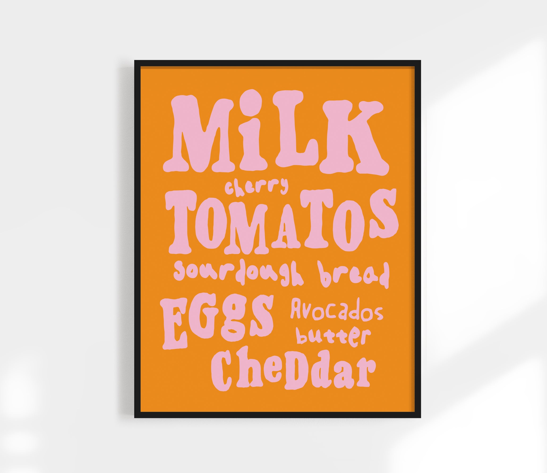 colorful shopping list hand lettered print