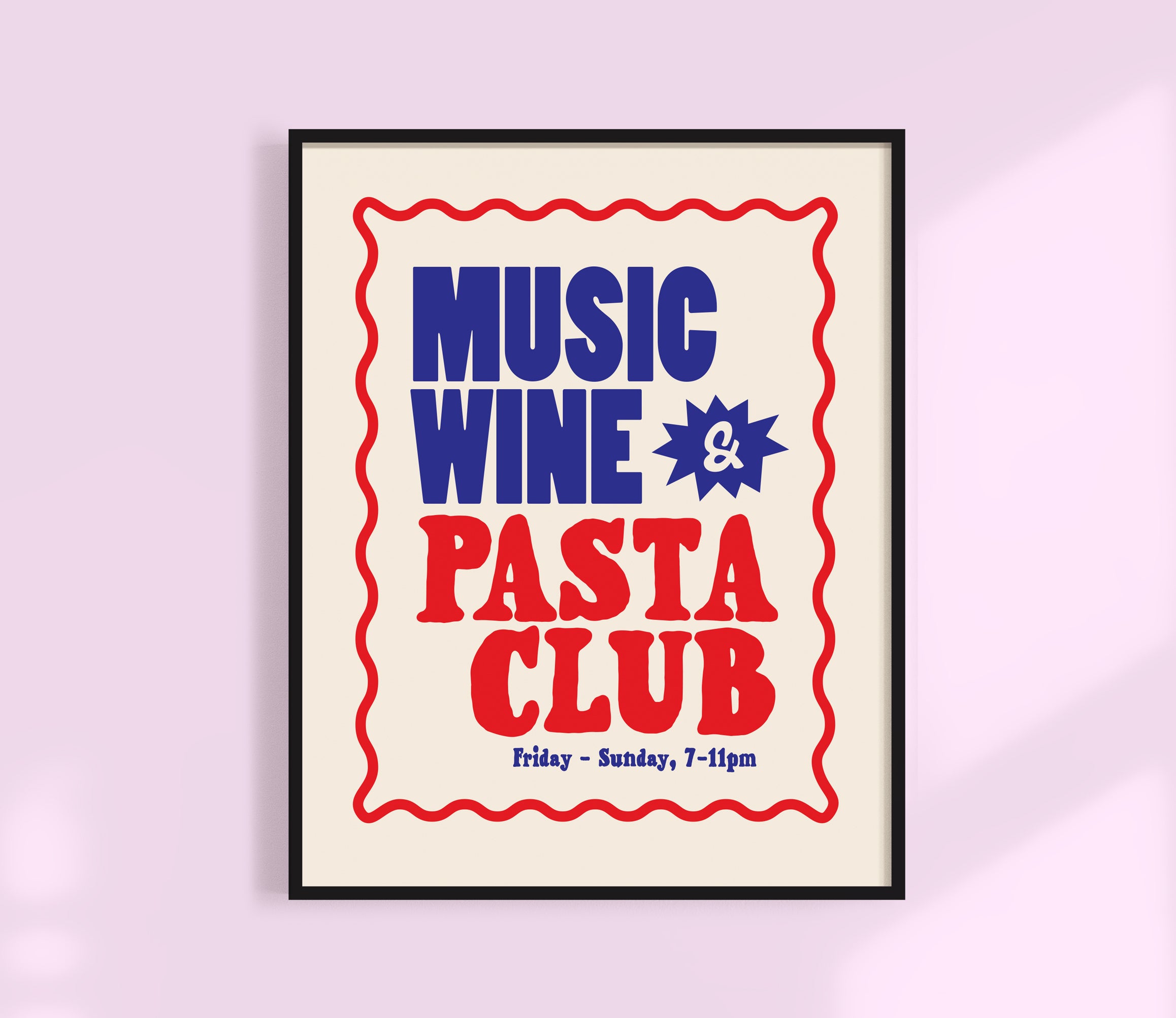 Music, Wine + Pasta Club Print