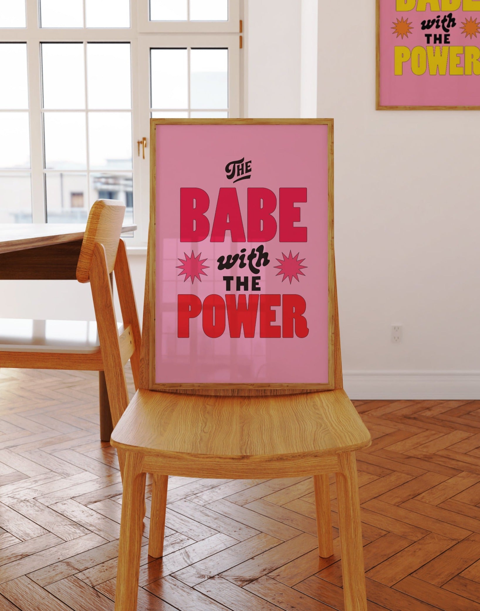 babe with the power print, colorful wall art for, feminist office decor.