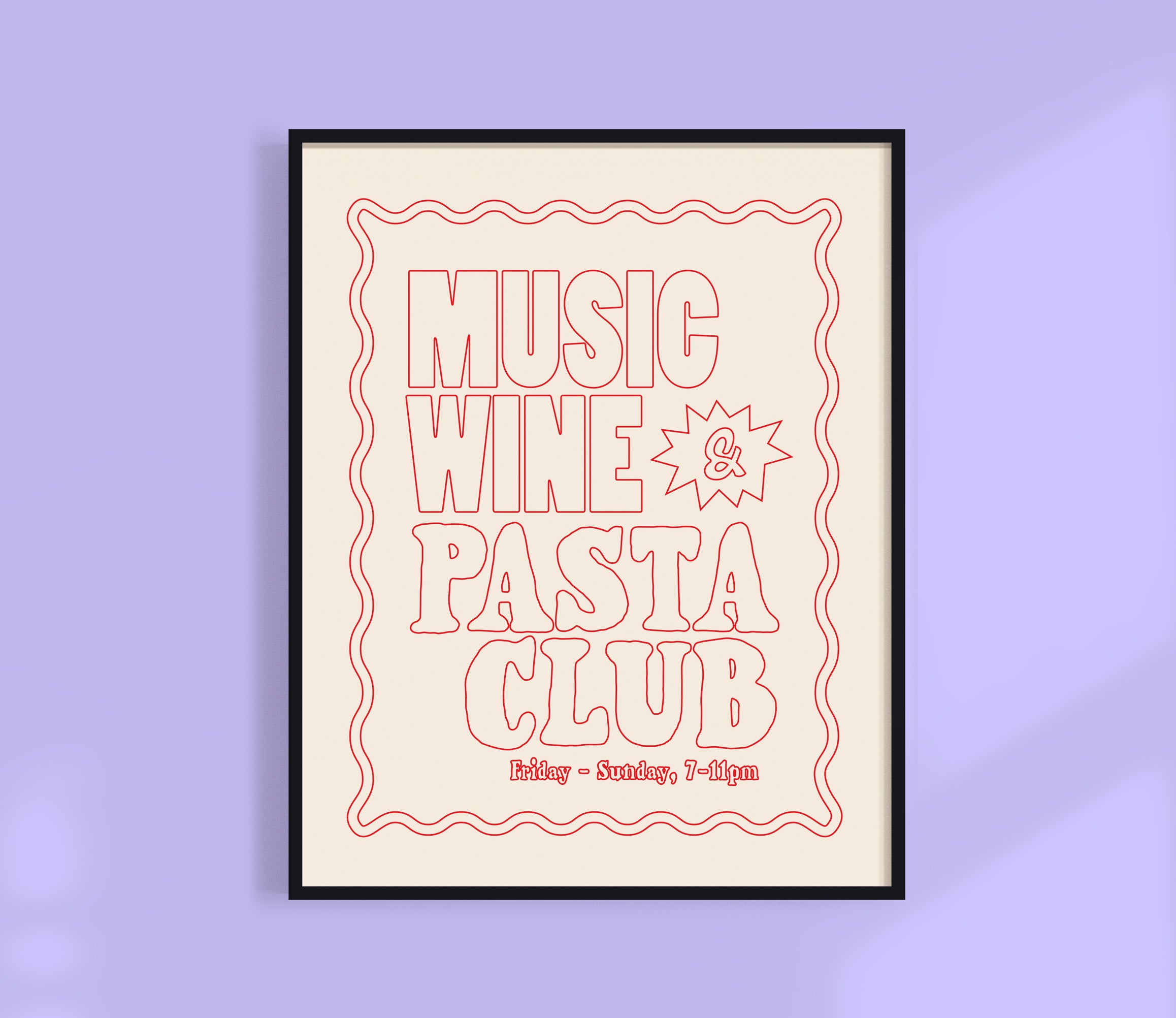Music, Wine + Pasta Club Print