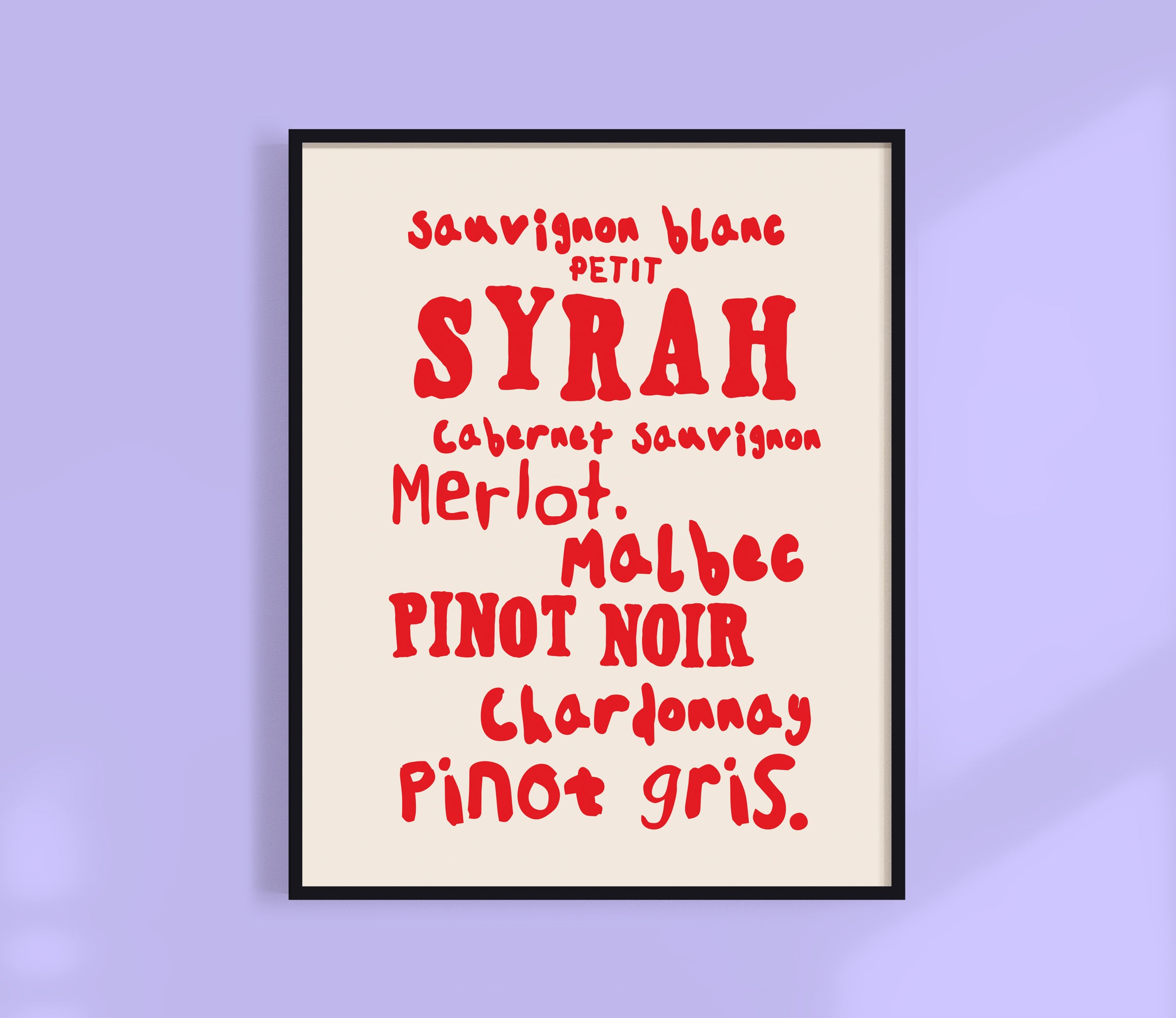 wine menu art print