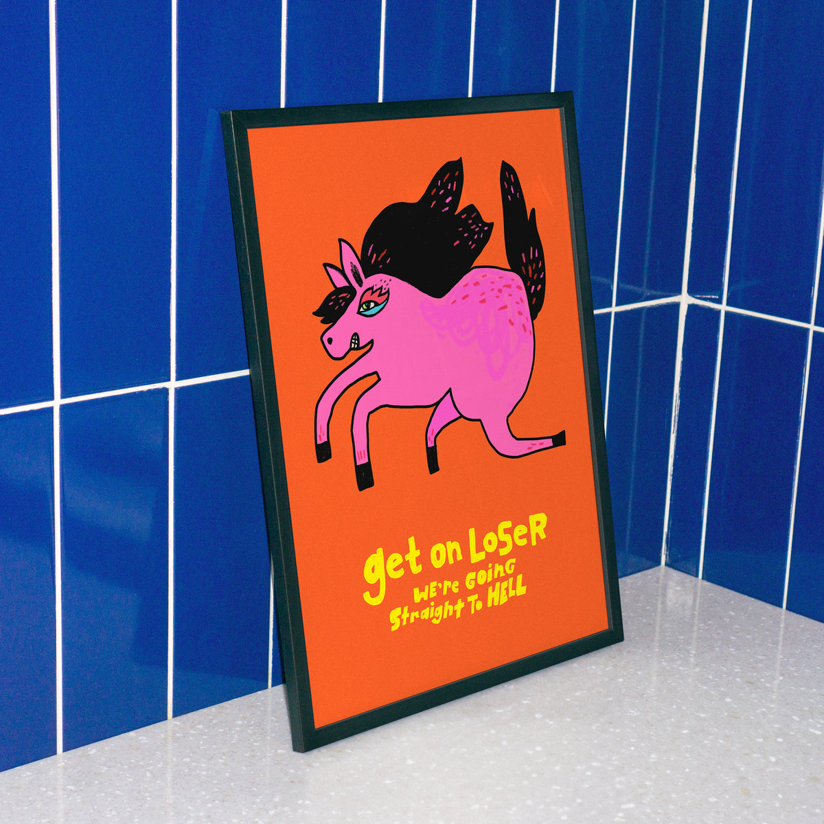 colorful wall art horse illustration