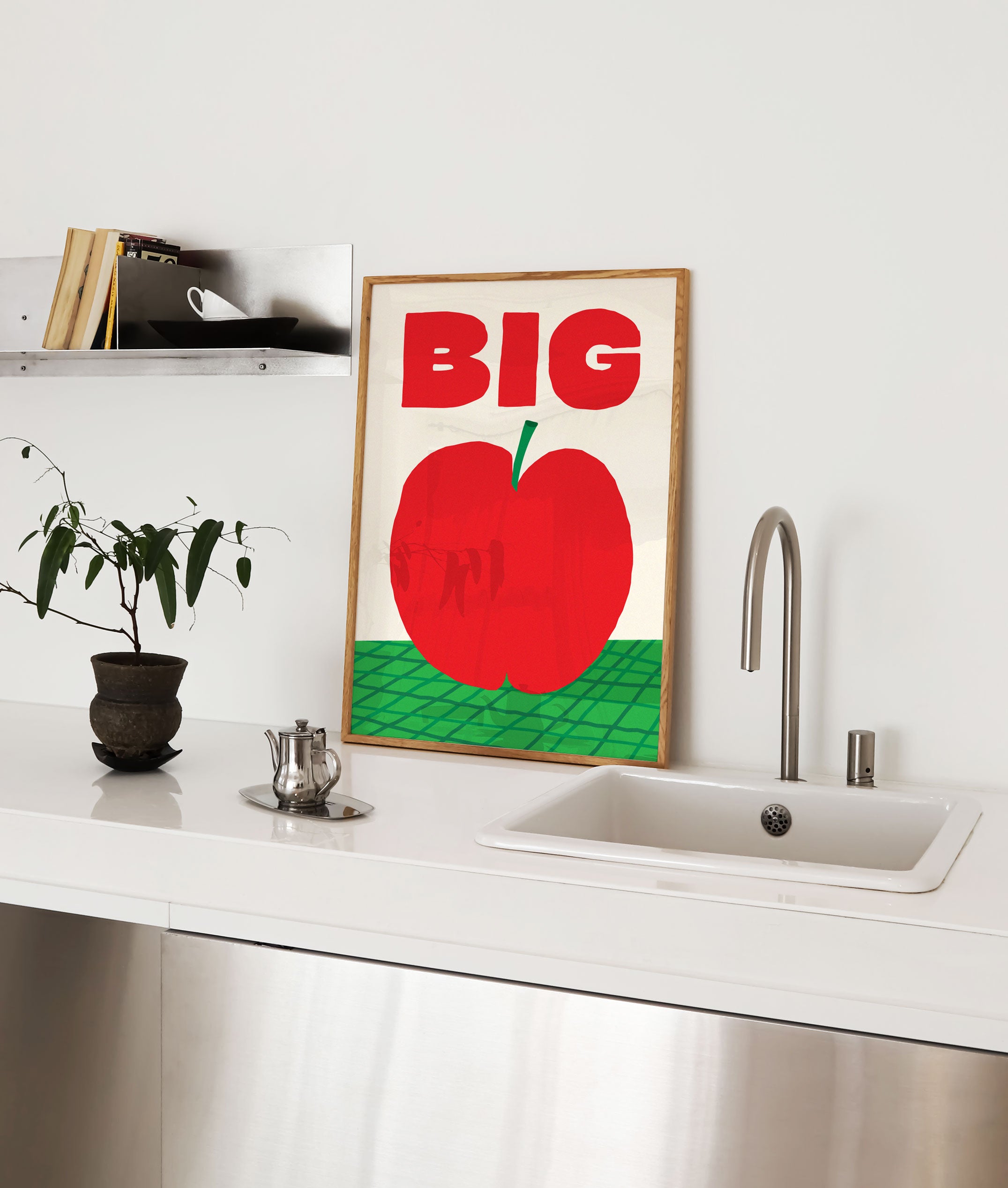 Big Apple Print - Red Apple Illustration Art